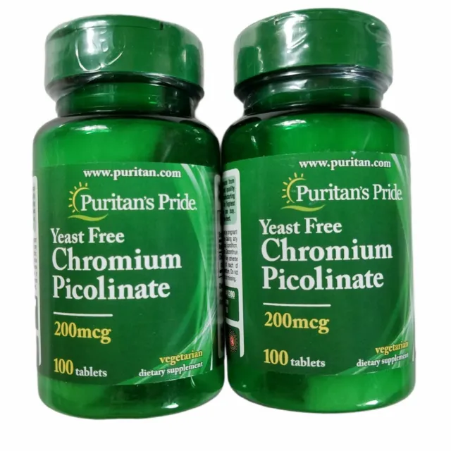 Puritan's Pride Chromium Picolinate 200 mcg 2 x 100 Vegetarian Tablet 5/24