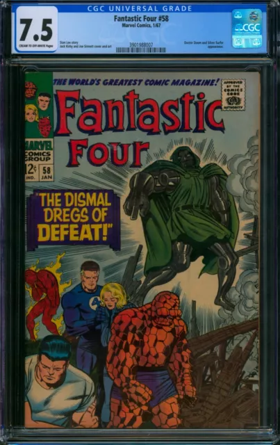Fantastic Four #58 🌟 CGC 7.5 🌟 DOCTOR DOOM + Silver Surfer App! Dr Marvel 1967