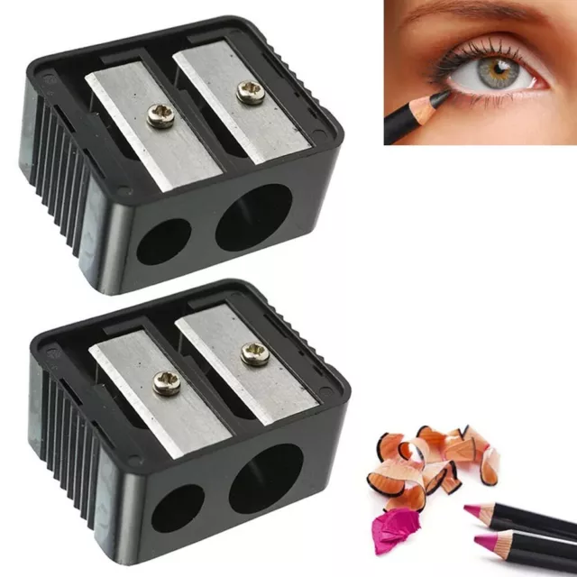 2 Eyebrow Dual Pencil Sharpener Infallible Tool Compact Wooden Lip Line Eyeliner