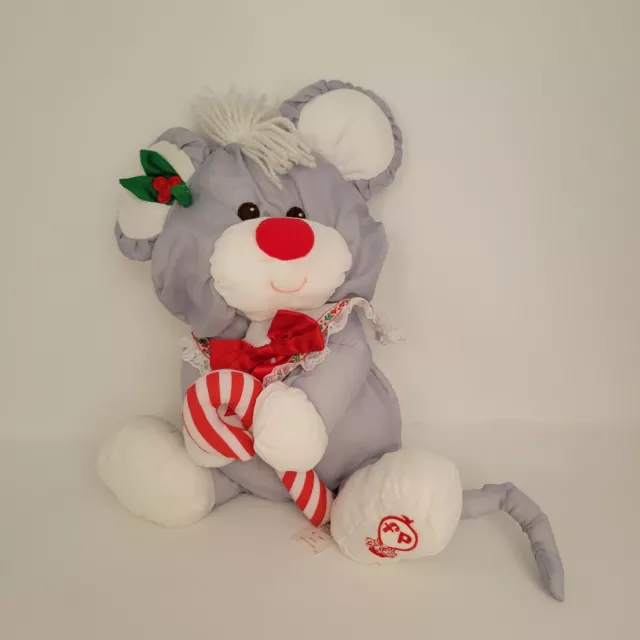 Vintage Fisher Price Puffalump 1987 Christmas Gray Mouse Candy Cane 12 Inches