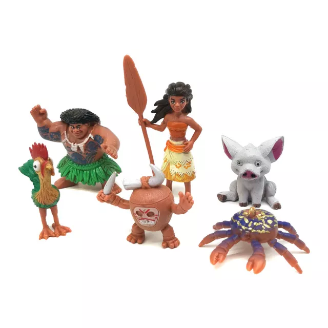 6pcs Moana PVC Action Figures Cake Topper Decor Figurines Kid Play Set Toy Doll