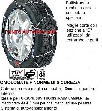 Bottari 68005 Catene da neve per SUV a rombo MASTER T16 16 mm Mis 240 650-16 
