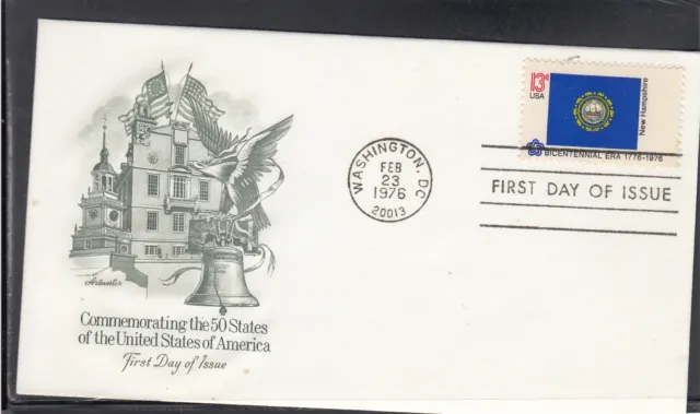 USA State Flags of the United States New Hampshire FDC, Washington 23.02.76