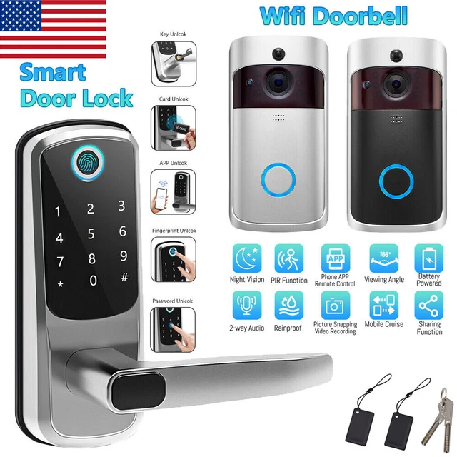 CAMERA DOORBELL / WiFi Smart Door Lock Touch Keypad Fingerprint Keyless