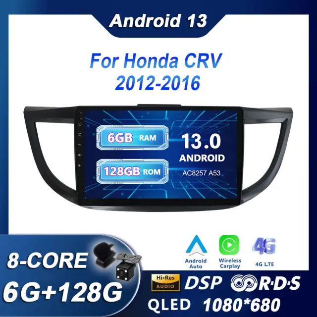 For 2012-16 Honda CRV Android 13 Car Stereo Radio GPS Navi Apple CarPlay 6+128GB