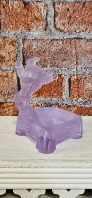 Vintage Art Deco Frosted Glass Purple Horse Pin Dish