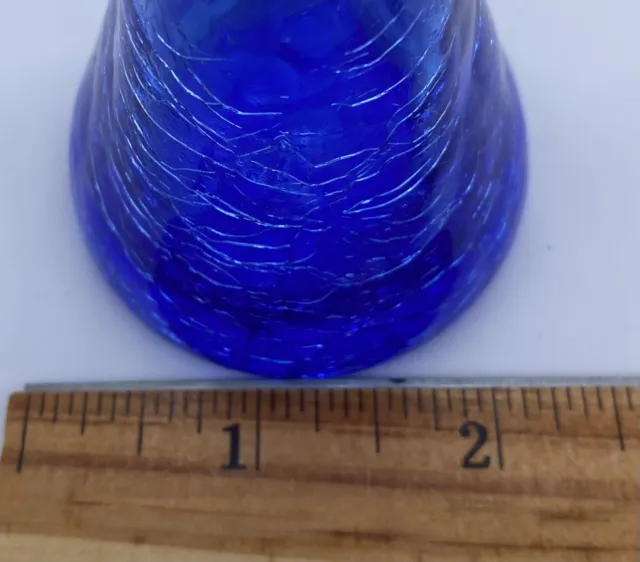 Cobalt Blue Pilgrim Crackle Glass Bud Vase Vintage Mid Century 7"x 2" BEAUTIFUL 3