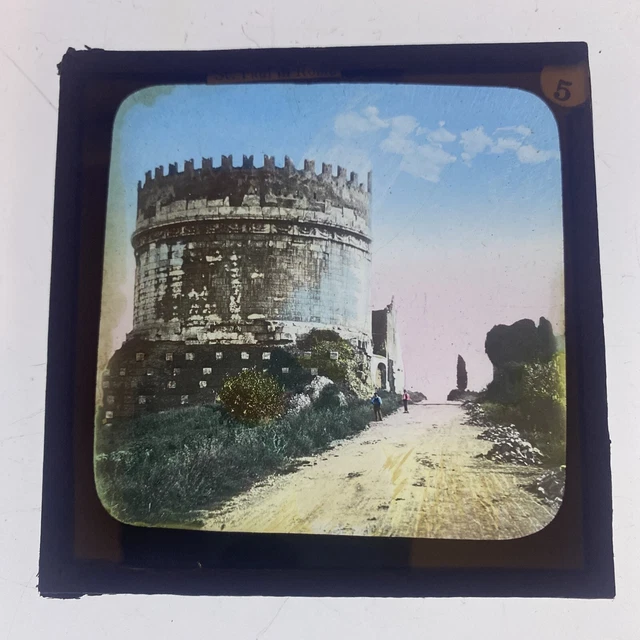 Antique Magic Lantern Slide St Paul in Rome 5 tomb of cecilia metella