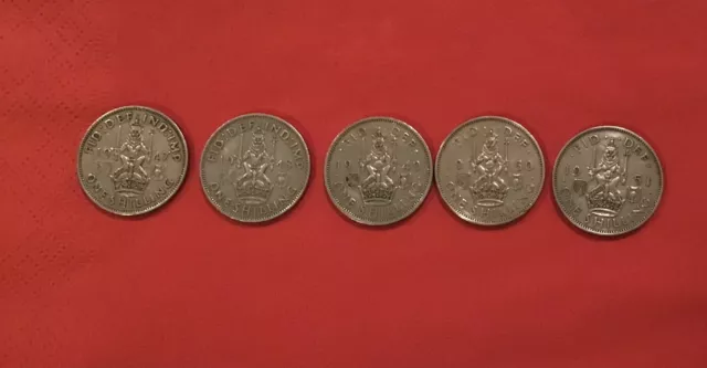 Set 5 x George VI Silver Scottish Shillings dated  1947 /1948 /1949 /1950 /1951