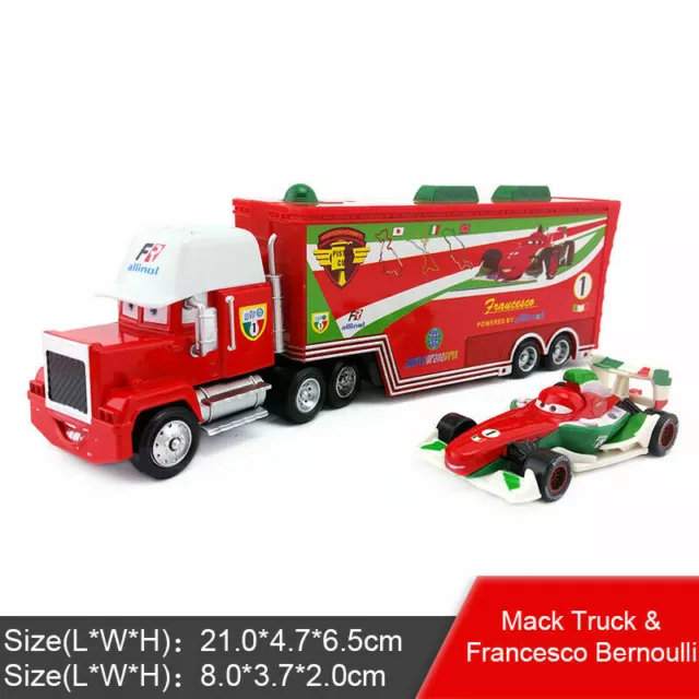 Disney Pixar Cars Francesco Bernoulli Mack Truck&Car Red 1:55 Diecast Toys Loose 2