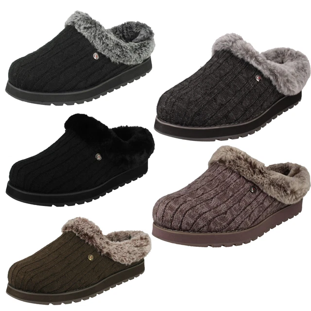 Femmes Skechers' Glace Ange '31204 à Enfiler Mémoire Mousse Textile Pantoufles