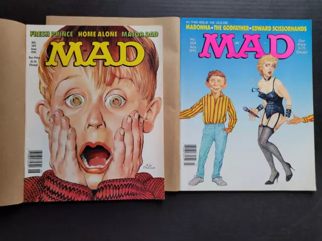 Mad Magazine ~ Lot Of 2 Issues ~ # 303 Home Alone + # 304 Madonna ~ W/Mailer!
