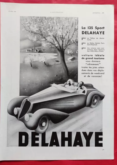 Publicité de presse Automobile DELAHYE illustration R RAVO + KESTOS Gaines 1937