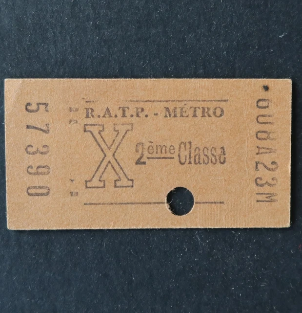 ANCIEN TICKET PARIS Métro 1960 X 2ème classe 57390 RATP Metropolitain 28 EUR 5,00 PicClick FR