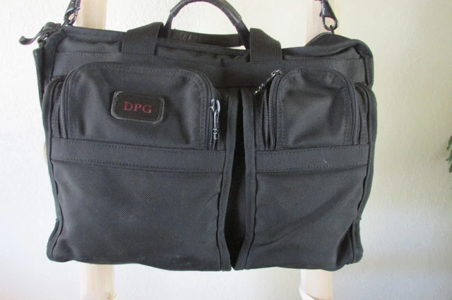 Vintage Tumi Black Ballistic Nylon Leather Trim Briefcase Shoulder Bag