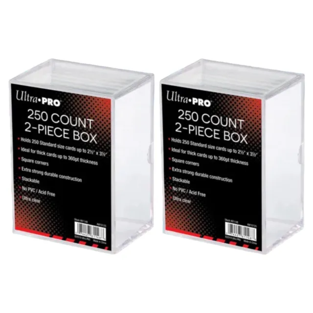 2 ULTRA PRO 250 COUNT CLEAR 2-PIECE  STORAGE BOXES  For Gaming & Sports Cards