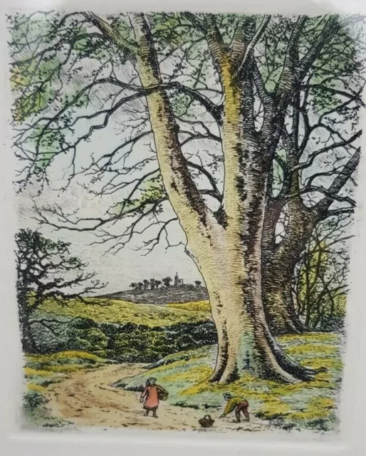 Fred Slocombe Hand Coloured ETCHING 1, Mounted and Framed