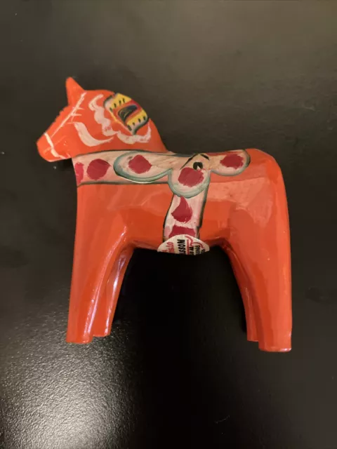 Vintage Small Carved Wooden Swedish Dala Horse by Nils Olsson 3"