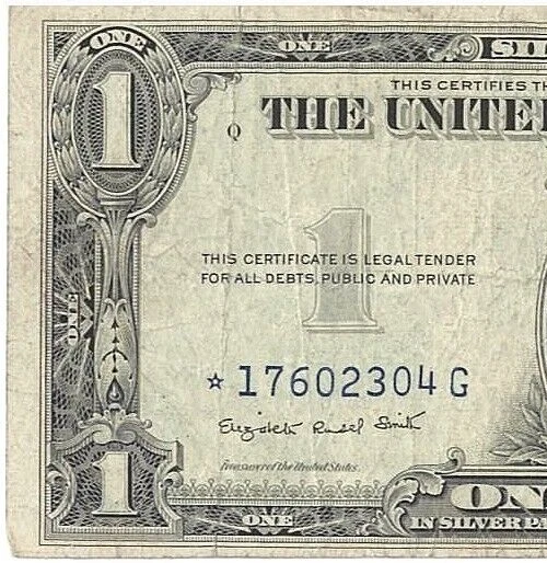 Series 1935G~$1.00~ One Dollar Silver Certificate***STAR*** Note w/ Errors