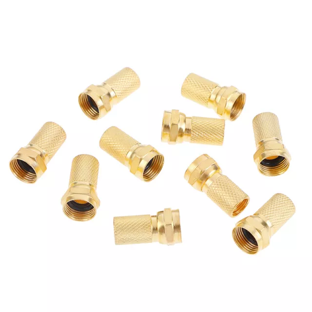 10x Twist on RG6 F Type Coaxial Cable Connector Plugs Brass Connector CoppeRS F1