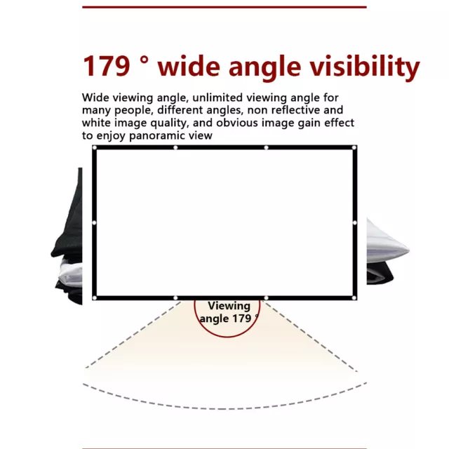 Foldable Portable Projector Screen 16:9 HD Outdoor Home 3D Movie Cinema Theater 2
