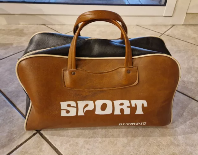 Ancien Sac de sport vintage Années 60/70 Jeux Olympiques simili cuir