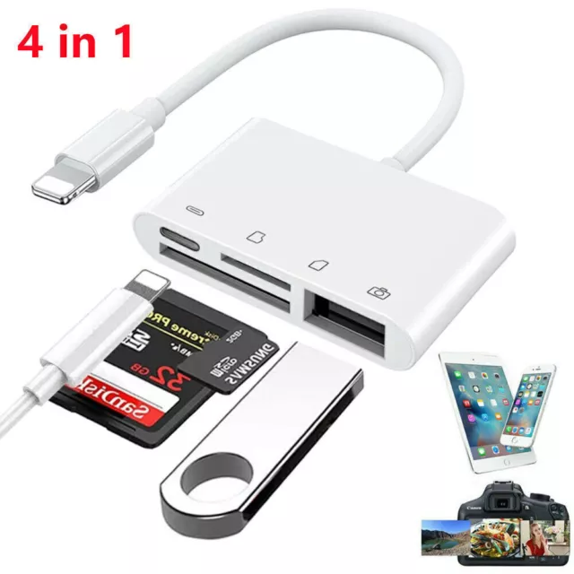 4-in-1 SD Memory Card Reader USB OTG Adapter for Iphone 6 to 11 X XS XR