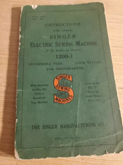 Máquina de coser Singer Instruction Manual 1200-1 vintage negra (tienda loc FC)