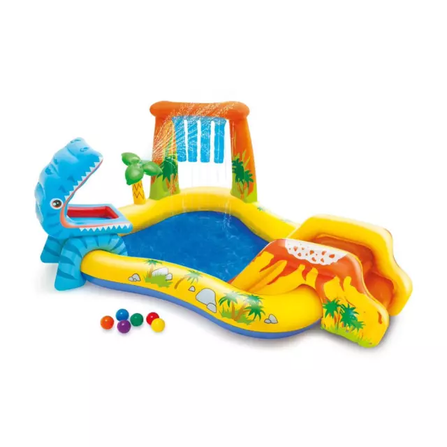 Intex Play Center Dino Planschbecken Pool Wasserrutsche Wasserfall aufblasbar