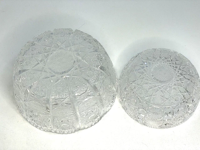 Two American Brilliant Cut Glass Crystal 6" & 4 1/2" Bowls 7