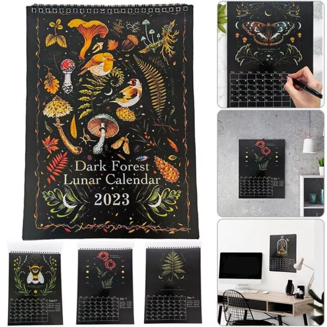DARK FOREST LUNAR Calendar 2023 Wall Calendar Monthly Colorful Wall