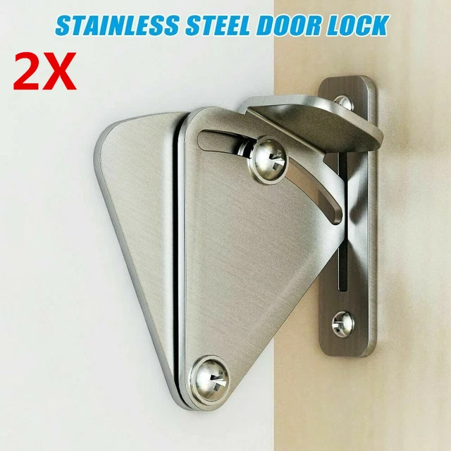2Stainless Steel Latch Sliding Door Lock for Sliding Barn Wood Door Privacy Gate