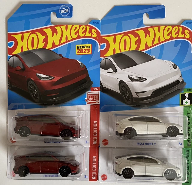 2023 HOT WHEELS Tesla Model Y Target Red Edition & White HW Geen Speed