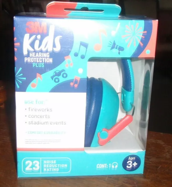 3M Kids Hearing Protection Plus 23 Noise Reduction Rating Teal Ear Muffs-NEW