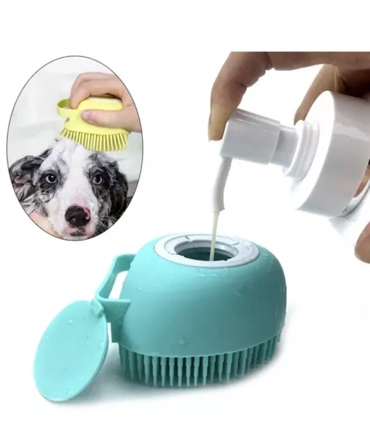 Pet Dog Cat Massage Bath Brush Scrubber.Shampoo Silicone Dispenser 3 Pieces