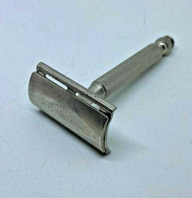 vtg Gillette Ball End 3pc Double Edge Safety Razor code F4 USA 30's