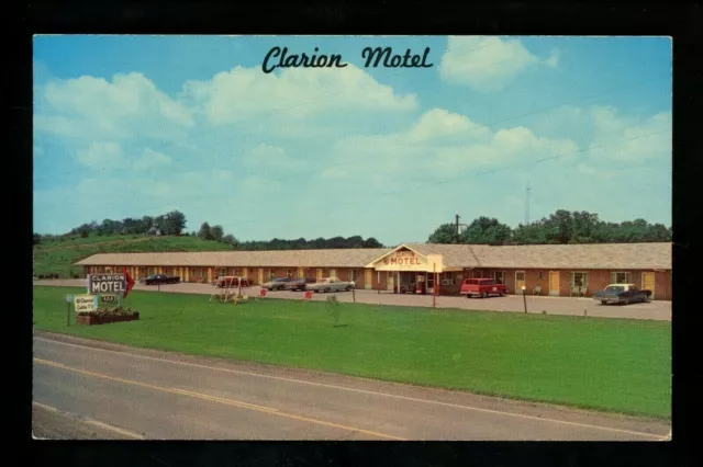 Motel Hotel Postcard Pennsylvania PA Clarion Clarion Motel cars chair swing