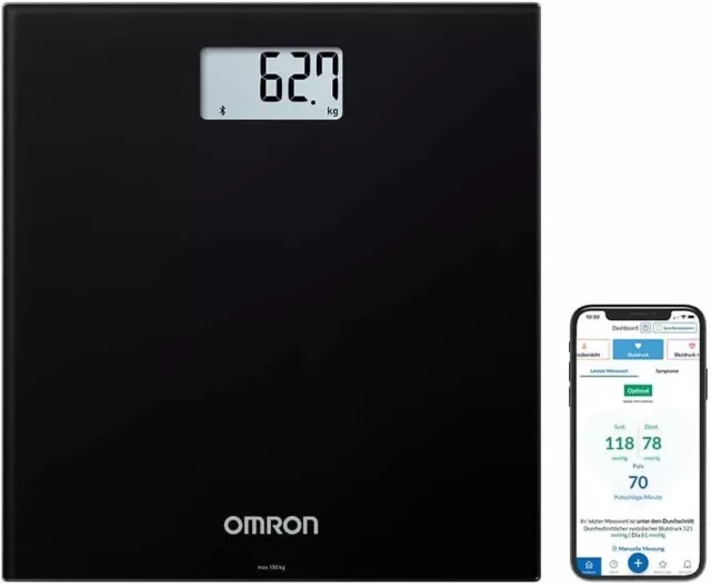 OMRON HN300T2 Intelli IT – smarte, digitale Personenwaage für zu Hause mit Bluet