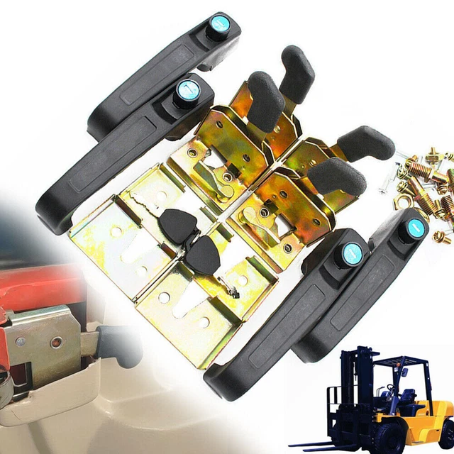 Universal Locking Door Handle Set of 4 handles Locks Fit Forklift Tractor Heavy