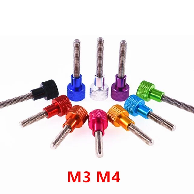5pcs Aluminum Thumb Screw M3 M4 Aluminum knurled head Stainless steel Hand...