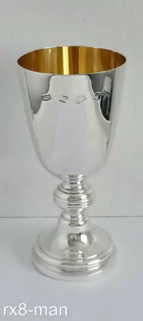 1979 SUPERB VINTAGE LARGE SOLID STERLING SILVER WINE GOBLET CUP - 185g/5.94ozs