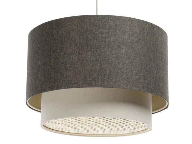 Lampada a sospensione BPS Koncept Duo XL rattan elegante grigio grafite, crema vintage 40 cm