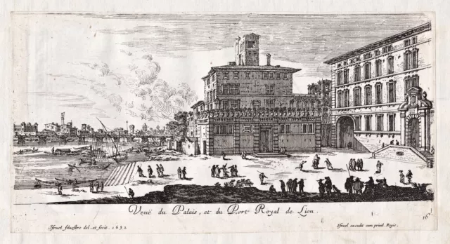 Lyon Port Palais Palace Israël Silvestre Eau-Forte Gravure Vue 1652