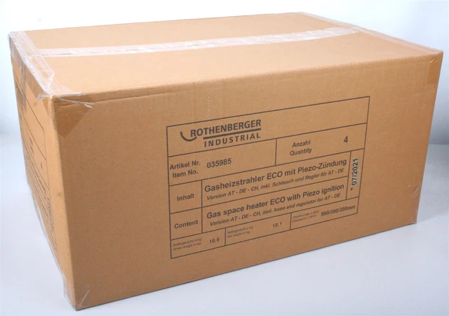 4x Rothenberger Heizstrahler Gasheizstrahler Eco 4,2 kW Piezo Schlauch Regler