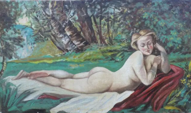 Grande dipinto su tela, nudo femminile, 1940 cm 91,5 x 53 Goya maja desnuda