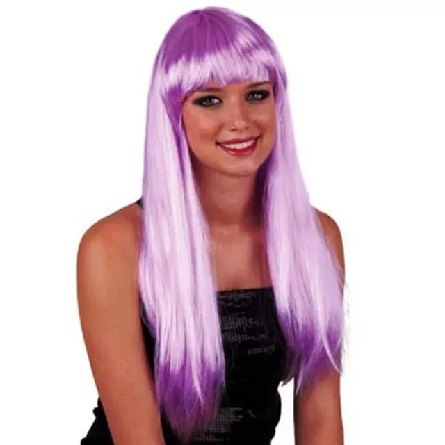 Carnevale Halloween Parrucca Pretty Pony Lilla Lunga Liscia Lila Wig Long Hair