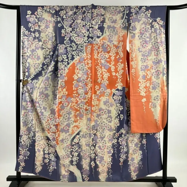 Japanese Kimono Furisode Pure Silk Cherry Blossom Cherry Blossom Petals