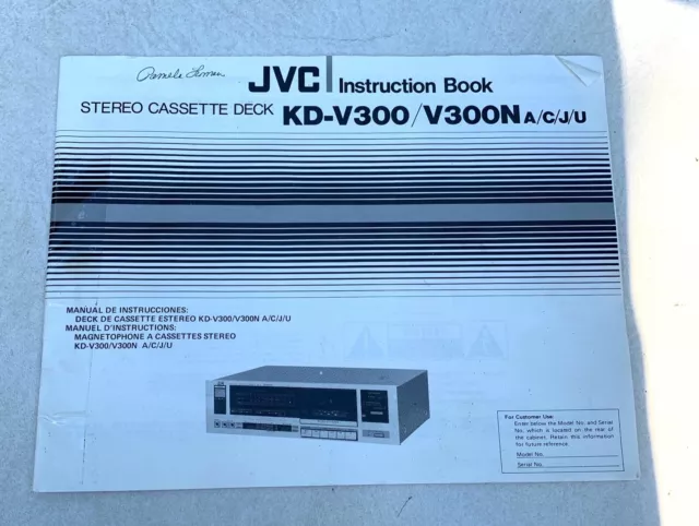 Jvc Stereo Cassette Deck Manual Kd-V300