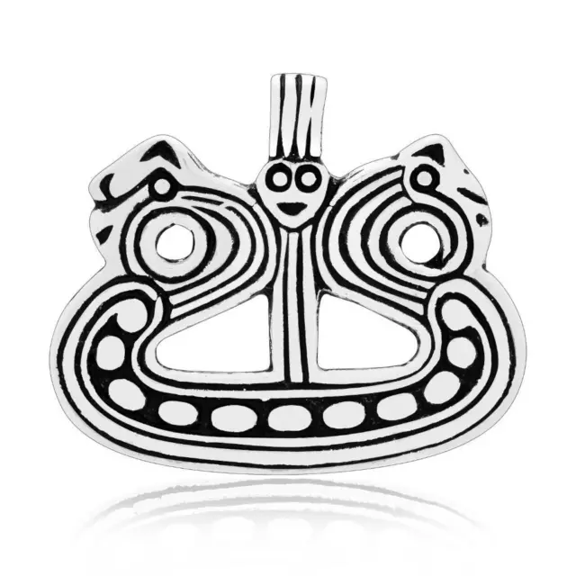 925 Sterling Silver Viking Longship Drakkar Ship Longboat Norse Charm Pendant