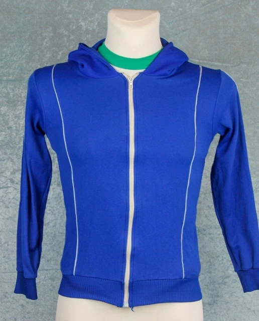 Vero Vintage Bambini Giacca Ideal Sieger DDR 80er Blu Cappuccio Sportiva 152 GDR